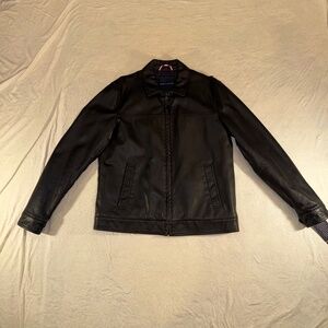 Tommy Hilfiger Men’s Black Leather Jacket Size M New With Tags